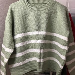 striped sweater in mint